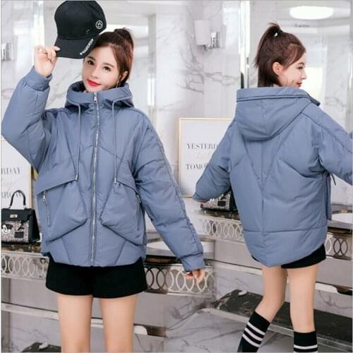 Pockets Hooded Short Parka Women 2019 cotton Padded student Jacket Casual Warm Fashion Woman Winter Coats and Jackets Z176