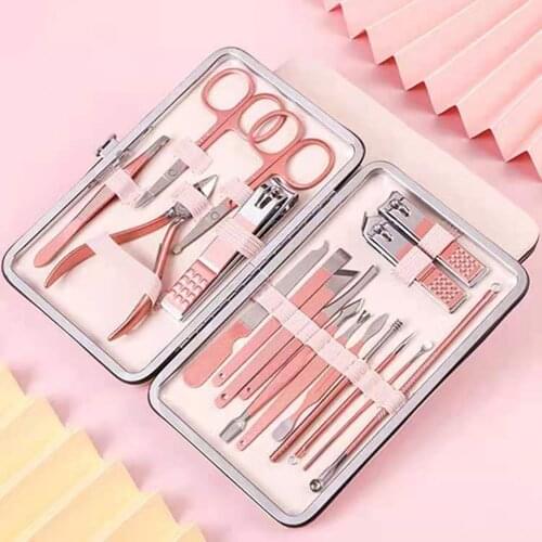 Rose gold 12/16 pieces nail clippers combination pedicure knife beauty pliers nail art full combination family use