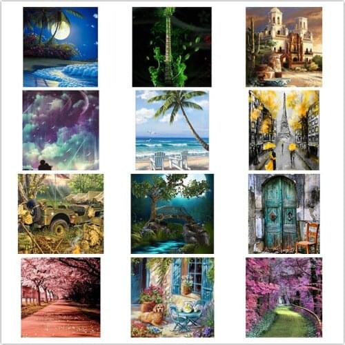 LIPHISFUN Full Square/Round Drill 5D DIY Diamond Painting Scenery Landscape Diamond Embroidery Beach Moon Stitch Decor Home