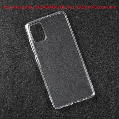 Clear Case for Samsung Galaxy S20 Plus S20 Ultra A21 A31 A51 A71 A81 A91 Transparent Soft TPU Dropproof Shockproof Phone Case