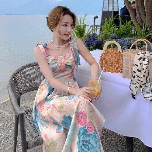 Fashion Casual Sundress Female Beach Dress Midi Backless Women Dress Summer Sexy Floral Dress women dresses summer 2020