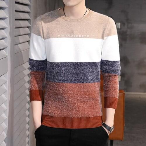 2020 Mens Sweaters Fashion Splicing Color pullover Sweater Men Casial Sweaters Long sleeve Japan Style Men Clothing Sweater