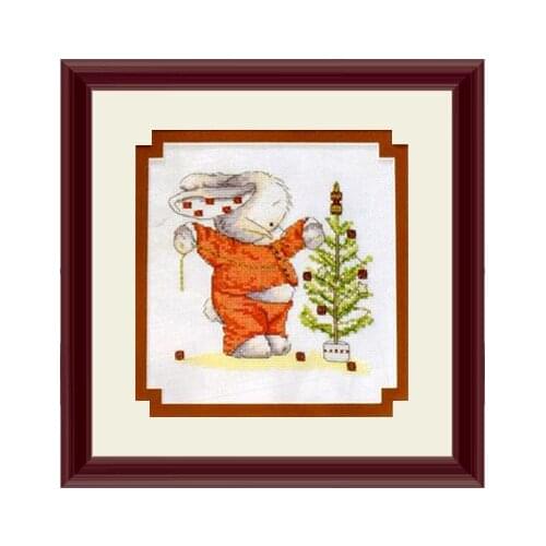 Cross Stitch Kit Precision Printing XT15 Cute Cartoon Childrens Bedroom Decoration Decorated with Christmas Tree