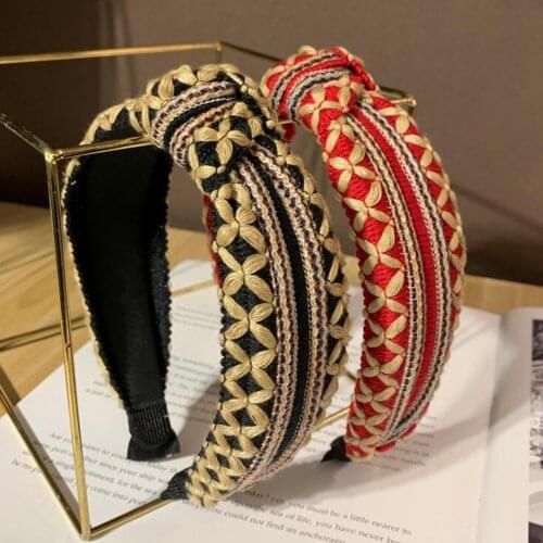 New Fashion Women Hairband Handmade Bohemia Headband Knitted Hairband Center Knot Turban Girls Headwear Hair Accessories