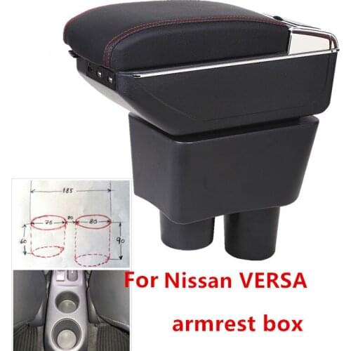 For Nissan Sunny Versa armrest box USB Charging heighten Double layer central Store content cup holder ashtray accessories