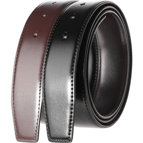 3.4cm Wide Double-sided Cow Reversible Leather Pin Buckle Belt Without Buckle For Men Personality Men Belt With Holes