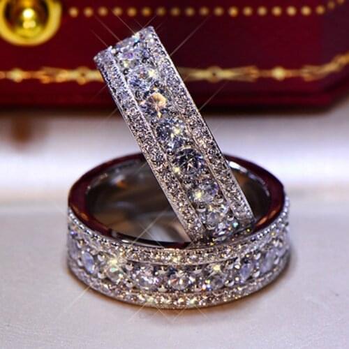 Luxury Ladies Engagement Zircon Hollow Ring Wedding Ring Birthday Gift 925 Silver Bridal Jewelry Ring Diamond Ring Women Rings
