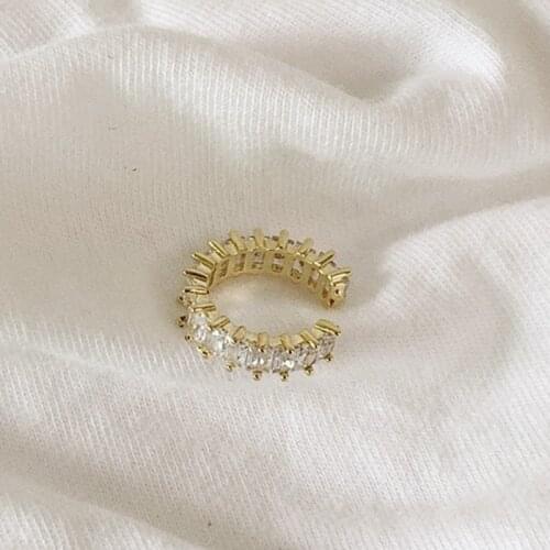 Chic Gold Color Full CZ Crystal Clip on Earrings Fake Piercing Women Earcuff Non Pierced Ear Cuff Jewelry