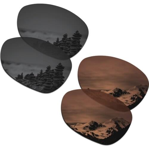 SmartVLT 2 Pairs Polarized Sunglasses Replacement Lenses for Oakley Crosshair New 2012 Stealth Black and Amber Brown
