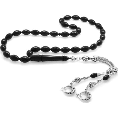 Tesbihane Tarnish Metal Tassels İmamesi Ring Barley Cut Black Kuka Rosary