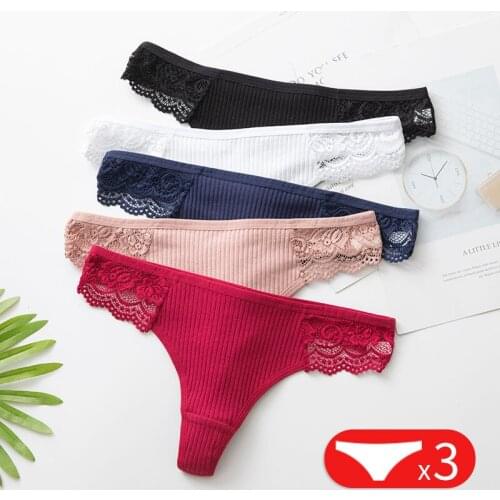 3Pieces/set Women Panties Underwear G-String Ladies Sexy Panties Thong Underwear Comfortable Lace Panties