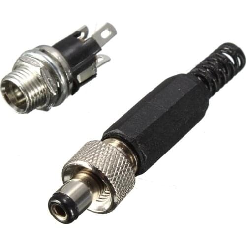 Screw Locking 2.1MM x 5.5MM DC Power Connector Female Plug & Metal Panel Mount Socket Locable Secure Standard Plug Socket