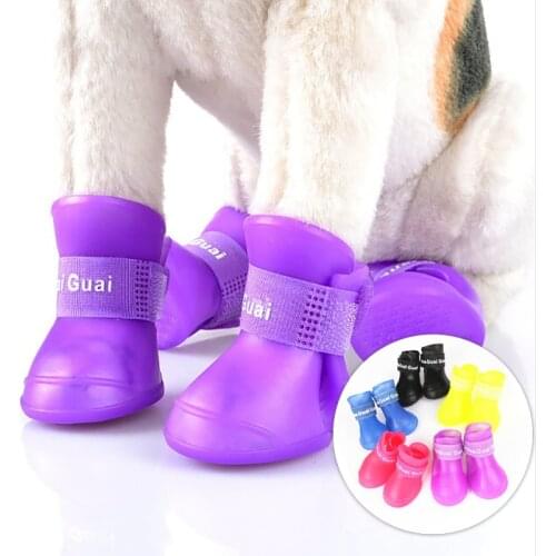 Waterproof Outdoor Shoes for Dogs Anti Slip Dog Socks for Chihuahua Rubber Summer Rain Pet Boots 4pcs Winter Pet Rain Shoes