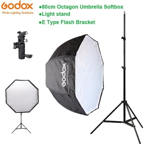 Godox 80cm octagon umbrella softbox Light stand umbrella Hot shoe bracket kit for Flash Speedlite