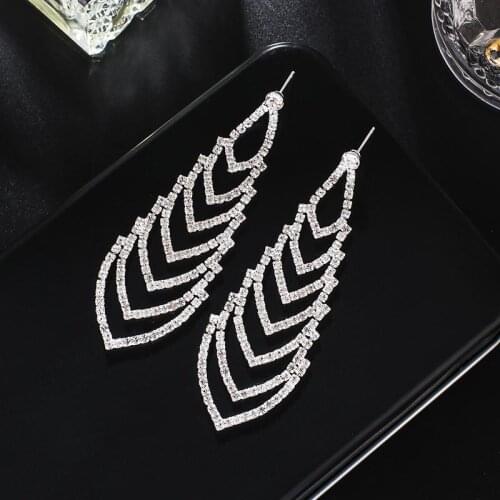 YFJEWE Fashion multi-storey Full Rhinestone Drop Earrings for Women Bijoux Shiny hollow out Crystal Earrings Jewelry Gift E736