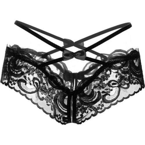 Open Crotch Womens Thongs And G Strings Hot Women Erotic Lingerie Sexy Thin Lace Transparent Crotchless Panties Culotte Femme