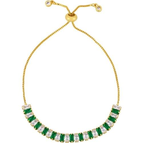 2021 New Diamater 16cm-25cm Adjustable Rainbow Baguette Firework Cz Women Lady Gorgeous Luxury Women Bangle Bracelet For Gift