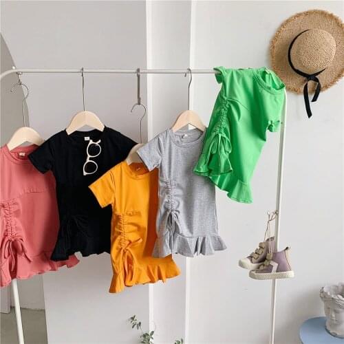 Matching Family Clothes Summer Mom and Me Matching Dress Fashion Cotton Slim Ruffle Dress for Mother and Daughter Family Look