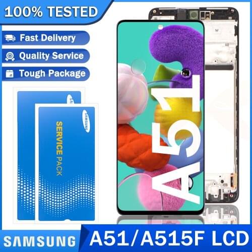 6.5'' Original LCD for SAMSUNG Galaxy A51 A515 A515F A515F/DS Super AMOLED Display + Frame Touch Screen Digitizer Repair Parts