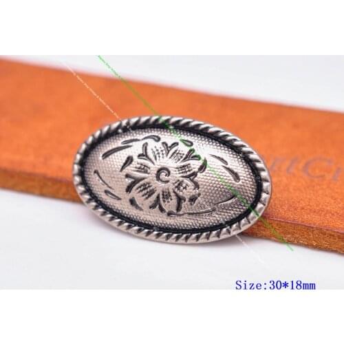 10Pcs 30*18mm Vintage Western Flower Craved Rope Side Rivet Stud Fastener Conchos Rivetback for Leathercraft Belt Luggage Bag