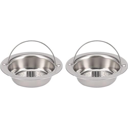 2Pc Stainless-Steel Kitchen Sink Strainer (Hand-Held) & 1x Micro-Perforated Stainless Steel Strainer 28.5 cm