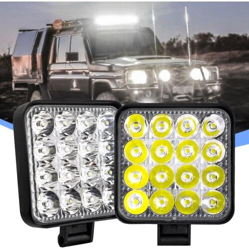 2x 48W 16led Spot Flood Led Light Bar Work Driving Lamp LED Pods Lights for Trucks Off-Road 4WD Outdoor Lighting Camper Trailer