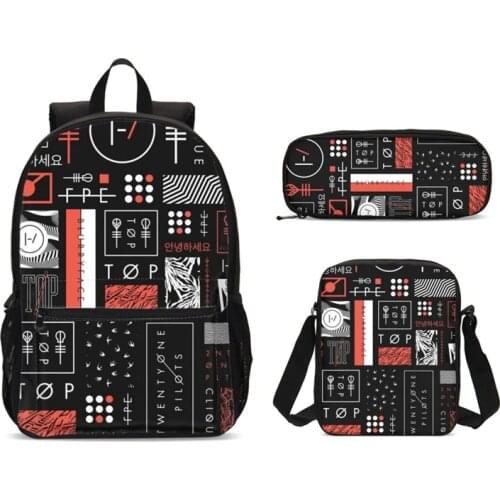 2020 3pcs Prints School Bags Set Teenager Boys School Backpack Fashion Twenty One Pilots Schoolbag Kids Children Student Mochila