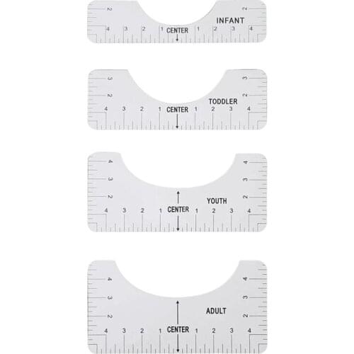 4PCS T-Shirt Alignment Ruler, T-Shirt Measuring Tool White for Size 9.9X4.9Inch/9.9X4.4Inch/9.9X3.4Inch/9.9X2.4Inch