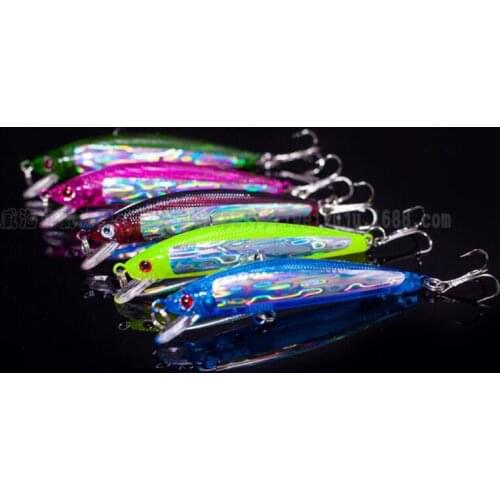 5Pcs Laser Minnow Fish Bait 8.3cm 8g Swimbait Vibration Reflective Lure 2 Treble Hook Bait Pike Killer Fishing Tackle