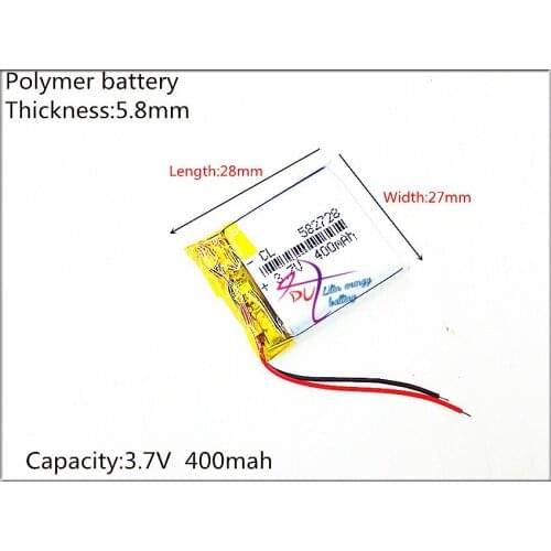 582728 3.7V 400mAh Rechargeable li-Polymer Li-ion Battery For Q50 G700S K92 G36 Y3 Childrens smart watches mp3 582828 602828