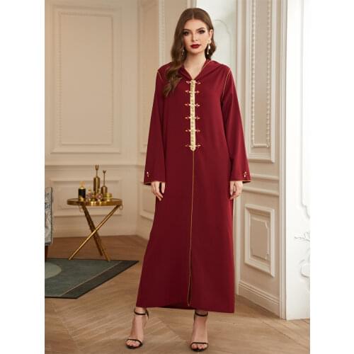 Women Diamonds Morocco Djellaba Dress Long Loose Hooded Abaya Dubai Saudi Arabic Ethnic Gown Islam Muslim Evening Party Caftan