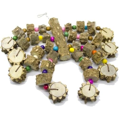 Large Parrot Toys Natural Wood Bird Chewing Toys Parakeet cage Hammock Hanging Toy for African Grey Macaws Cockatoos