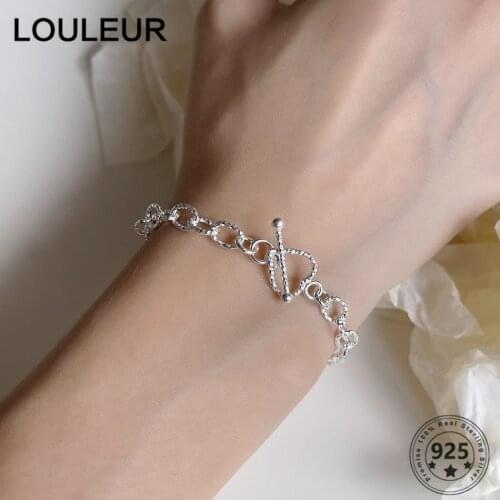LouLeur All-Matched 925 Sterling Silver Bracelets Heart Bracelets For Girl Women Fine Jewelry Gift 2021 Trend Simple