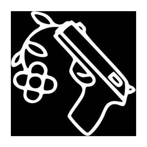 Black/Slive Flower Gun Vinyl Decal World Peace Sticker Rear Windshield Door Waterproof Hot Selling Car Window Stickers S996