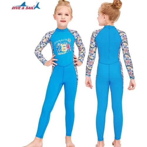 Kids Swimsuit Girls and Boys Long Sleeve UV Sun Protection Full Body Rash Guard Swimming Scuba Diving Snorkeling Wetsuit Skin