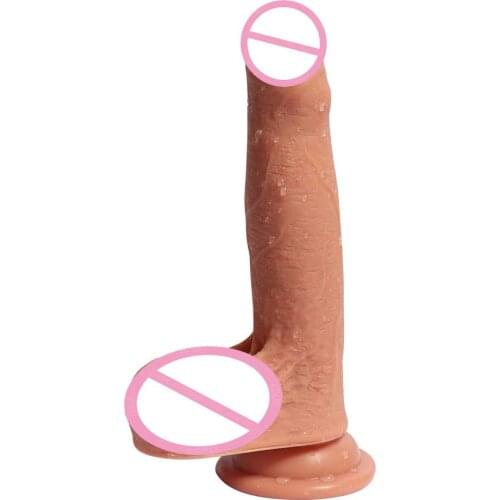 7.09 Inch Double layer Silicone Realistic Foreskin Dildo Aanl Plug with Suction Cup Soft Penis Dick Adult Sex Toys G-spot Dildo