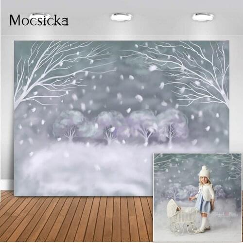 Winter Snowflake Newborn Photography Background Merry Christmas New Year Photo Background White Winter World Kids Portrait Photo