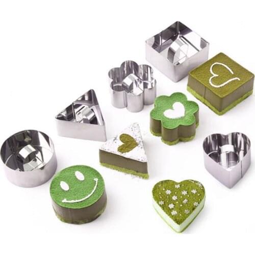 Stainless Steel Round Flower Heart Shape Mousse Ring Cutter Tiramisu Cheese Cake Cutter Mold Tool