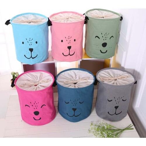 Cotton Linen Large Laundry Basket Foldable Dirty Clothes Storage Hamper Baby Kids Room Toys Organizer Sundries Storage Bin