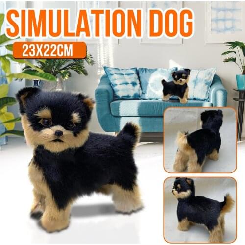 Kawaii Plushie Yorkshire Dog Toys Simulation Animal Models Indoor Desktop Decoration Stuffed Plush Plushies Doll Cute Home Decor