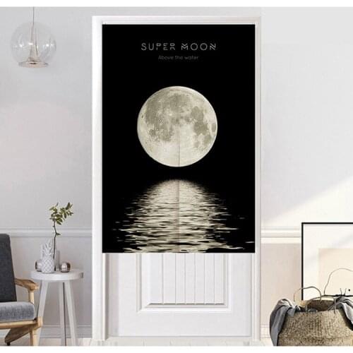 Creative Geometric Black and White Moon Doorway Curtain Partition Curtain Bedroom Decoration Curtain Living Room Kitchen Curtain