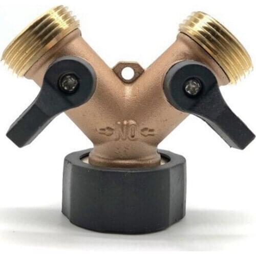 Brass Dual-Outlet Faucet Irrigation Ball Valve Adapter Garden Tap Hose Splitter Two Way Fitting 3/4 American/European Thread