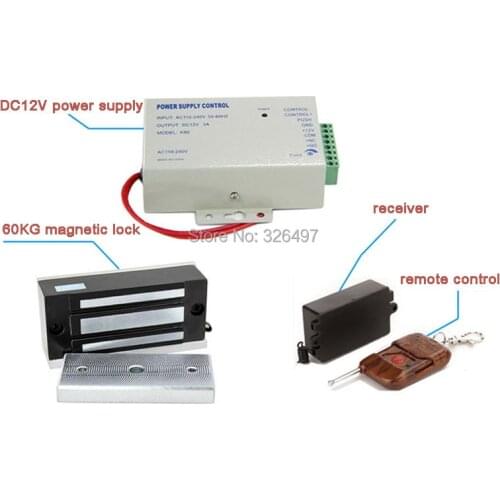 Door Access Control System Kit mini electric magnetic door lock 60kg +12V Power Supply +remote unlock Support RFID card reader