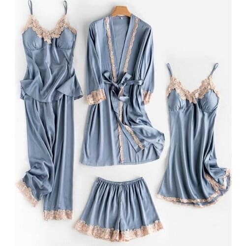 Women Sleepwear Satin Nightgown New Hot Sale Sexy Silky Wedding Bride Bridesmaid Lace Robe Intimate Lingerie Home Dressing