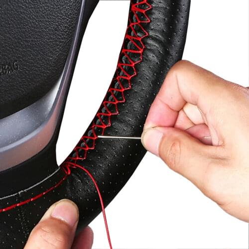 38cm Car Steering Wheel Braid Cover Texture Soft PU Artificial Leather Car Covers With Needles And Thread Auto Car Accessories