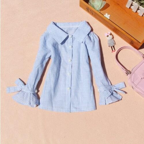 2019 Autumn Girls School Blouses Children Clothing Baby Girl Clothes Cotton Child Shirt Fashion Striped Blusas Kids Clothes2-16Y