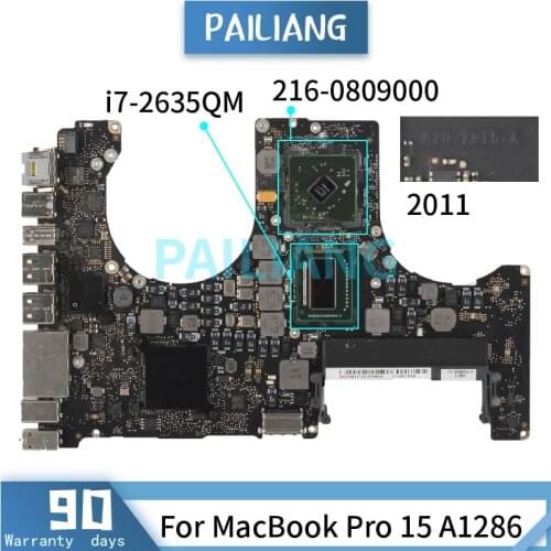 PAILIANG Laptop motherboard For MacBook Pro 15 A1286 i7-2635QM Mainboard 820-2915-A 216-0809000 TESTED