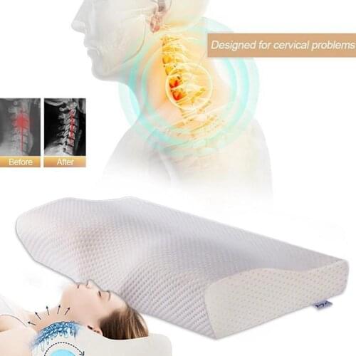 Memory Foam Bedding Pillow Neck protection Slow Rebound Health Foam Cervical Memory Shaped size Neck Pillow in Butterfly 50 Q3P9