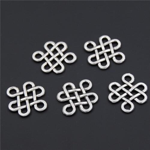 20PCS Metal Charms Silver Color Chinese Knot Connector Pendants Jewelry Findings Fit Necklaces And Bracelets Making A2310