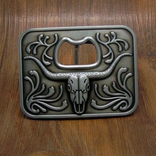 Casual Fashion Luxury Metal Men Belt Buckles Metal Bottle Opener With Cow Head Nickle Rectangle Belt Buckle Gifts for Men